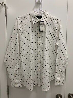 Lauren Ralph Lauren Non Iron Spot long sleeve botton down womens white shirt XL